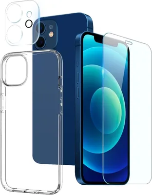 Produktbild von Für iPhone 12 NORTHJO 3 in 1 TPU-Telefongehäuse mit Bildschirmfilm und Objektivfilm (Clear)