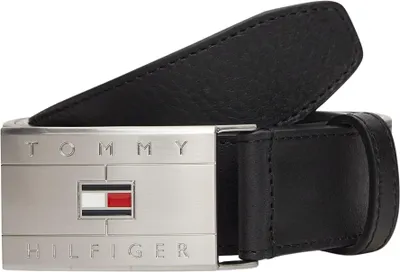 Productafbeelding van Tommy Hilfiger heren riem met "Flag" logo, model AM0AM14322. Andere riemen, zwart, maat 85