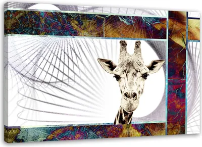 Produktbild von Leinwandbild giraffe bunt abstraktion für kinder 60x40 cm Feeby farbe wandbild bereit zum aufhängen