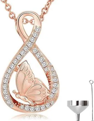 Produktbild von Luxe Aschenbecher-Halskette mit 55 cm Kette für Asche, Haare oder Parfum - Gedenkschmuck in Roségold