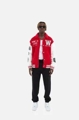 Produktbild von Ossy Homer Teddy W College Jacke Jacket Oversize für Herren & Damen S Rot