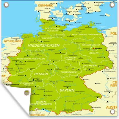 Obrázek produktu pro MuchoWow® Zahradní plakáty - Barevná mapa Německa - 100x100 cm - Zahradní dekorace