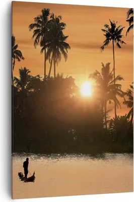 Produktbild von Bild auf Leinwand - Leinwandbild - Einteilig - Palme Fluss Sommer - 70x100cm - Wand Bild - Wanddeko - Wandbilder - Leinwanddruck - Wanddekoration - Leinwand bilder - Wandbild - PA70x100-3894