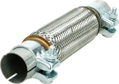 Produktbild von ECD Germany Universal Flexrohr mit 2 Schellen, 45x200 mm, aus Edelstahl, Interlock, Montage ohne Schweißen, Flexibles Rohr, Flexstück Wellrohr Hosenrohr Auspuff Abgasanlage