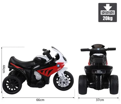 Immagine prodotto di HOMCOM Moto Elettrica per Bambini con Licenza BMW, 3 Ruote e Batteria Ricaricabile 6V, Bianco e Rosso, 66x37x44 cm