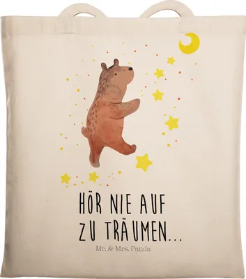 Produktbild von Mr. & Mrs. Panda Jutebeutel Bär Träume - Transparent - Geschenk, Stoffbeutel, Traumdeutung, Uni Tasche, Traum, Schultasche, Träumen, Teddy, Laptoptasche