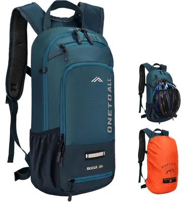 Produktbild von Fahrradrucksack 10L mit Regenschutz und Helmnetz, Blau