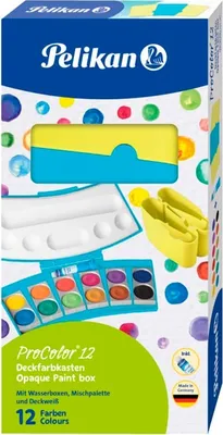 Zdjęcie produktu dla Pelikan 701204 Pelikan ProColor Wasserfarbkasten 2 Wasserboxen + Deckweiß und 12 Farben