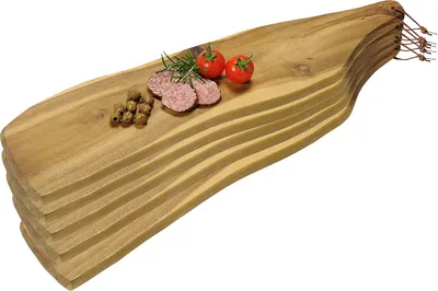 Produktbild von 5 große Servierbretter mit Tragegriff - Akazienholz