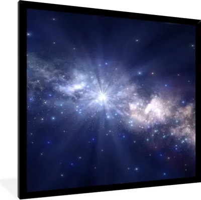 Produktbild von MuchoWow® Gerahmtes Poster Eine Illustration der farbenfrohen Galaxie der Milchstraße 40x40 cm - Poster mit Schwarzem Bilderrahmen Wandposter Rahmen Foto Bilder - Mit Rahmen - Wanddekoration Schlafzimmer
