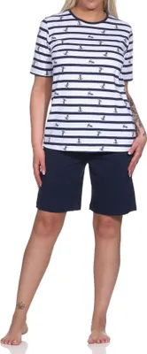 Obrázok produktu pre Dámske pyžamo Normann s krátkymi rukávmi v námorníckom vzhľade - aj vo veľkostiach plus ; navy , 36