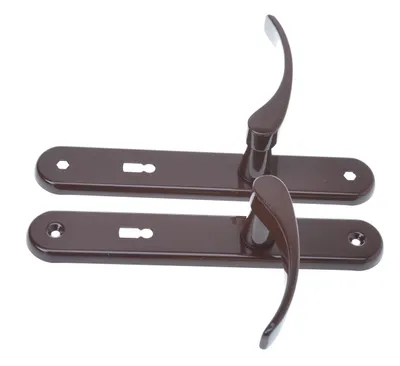 Produktbild von Aqbau® Türdrückerset Langschild Braun | Türdrücker | Türklinke | Türgriffe | Türbeschlag VL (BB Buntbart)