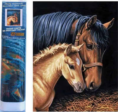 Imagen del producto de Mosaico de diamantes, caballo con potrillo, 30x40 cm. Creatividad en diamantes