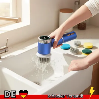 Produktbild von Elektrischer Schleuderschrubber mit 5 Austauschbaren Bürstenköpfen