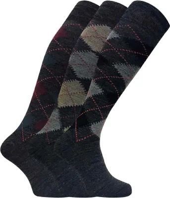 Produktbild von Sock Snob - 3er Pack Wolle Kniestrümpfe Herren | Muster Argyle Socken Extra Lang