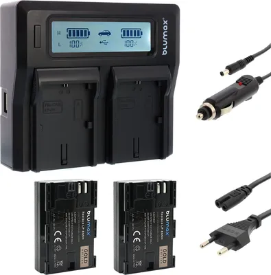 Produktbild von 2x Akku + Lader für Canon LP-E6NH EOS R5 R7 R6 Mark II 80D  IV LP-E6N  2250mAh