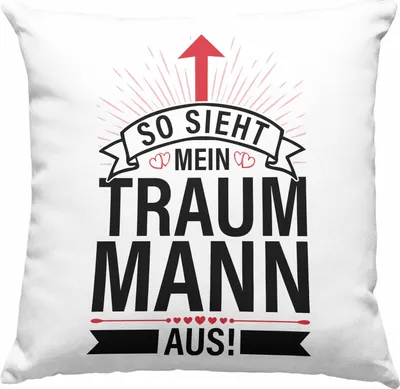 Produktbild von Trendation - Lustige Deko-Kissen mit Füllung 40x40 Valentinstag Spruch Geschenk für Freund Ich Denke Deine Freundin Zu Sein Ist Geschenk Genug  Deko-Kissen mit Füllung 40x40 Traummann (Grau)