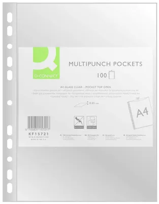Produktbild von Q-Connect Prospekthülle PP, A4, cristal, 50 micron, 100pcs