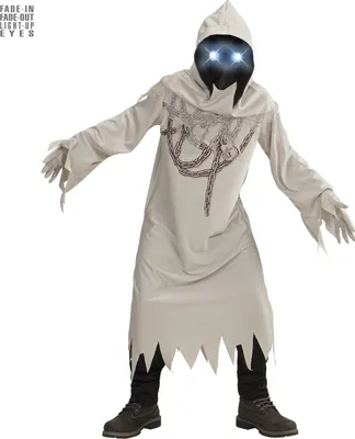 Obrázok produktu pre Kostým ducha s reťazou pre deti s maskou Halloween kostým sivý