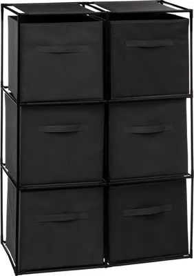 Produktbild von Regal mit 6 fächern und 6 aufbewahrungsboxen "mix n modul" schwarz - 5 five simply smart