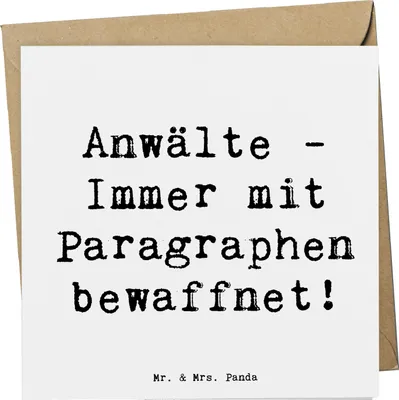 Produktbild von Mr. & Mrs. Panda Grußkarte Spruch Anwalt Paragraphen - Weiß - Geschenk, Berufspassion, Gesetz, Glückwunschkarte, personalisierte Geschenke, Klappkarte, Berufsalltag