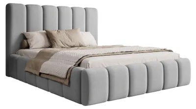 Produktbild von Selsey Biscottino - Polsterbett 160x200 mit Bettkasten, Lattenrost, Samtbezug, hellgrau