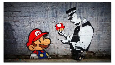 Image de Giallobus - Super Mario - Banksy - 140L x 80l cm - Tableau - Verre acrylique
