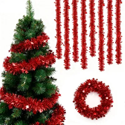 Kunstgirlande rot, 2 m, 8 Stück, für Weihnachtsbaumdekoration