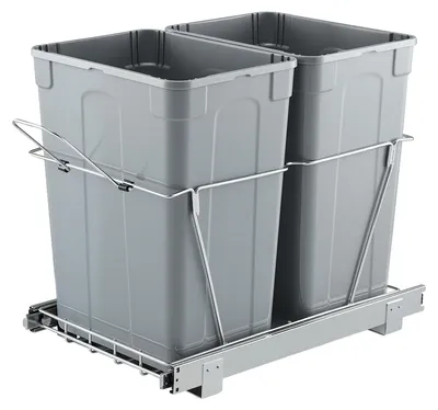 Obrázek produktu pro Vysouvací odpadkový koš VEVOR (35 Qt + 35 Qt) do kuchyňských skříněk, dvojitý odpadkový koš pod dřez, odpadkový koš pod dřez, s robustním kovovým systémem pro plné vysunutí a úchytem