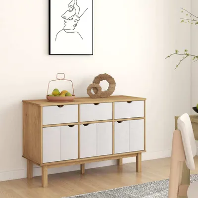 Produktbild von Möbel Sideboard OTTA Braun&Weiß 114x43x73,5 cm Massivholz Kiefer - Kommoden 351299