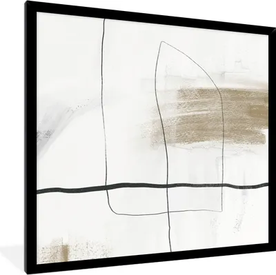 Produktbild von MuchoWow® Gerahmtes Poster Abstrakt - Linien - Taupe - Design 40x40 cm - Poster mit Schwarzem Bilderrahmen Wandposter Rahmen Foto Bilder - Mit Rahmen - Wanddekoration Schlafzimmer
