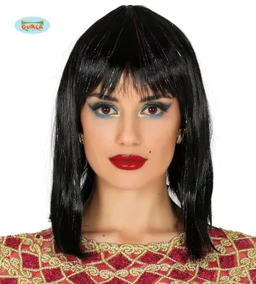 Produktbild von Ägypterin Kleopatra Perücke in schwarz  glitzer für Damen