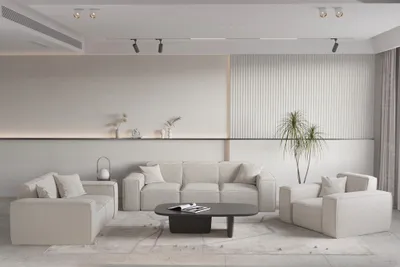 Produktbild von Sofaset Designersofa CELES PREMIUM 3-2-1 in Stoff Ascot Bukla Beige