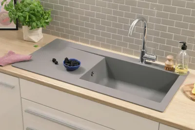 Produktbild von Einbau Küchen Spüle Granit Mineralite 100 x 50 Beton Grau Respekta Denver