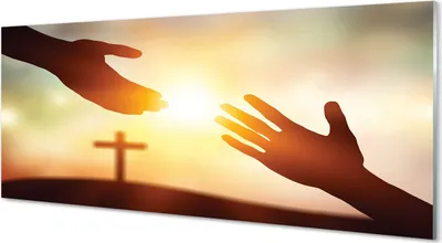 Produktbild von Glasbilder 125x50 Wandkunst Cross Hände