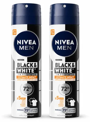 Produktbild von 2 x NIVEA MEN Deodorant Spray Black & White Ultimate Impact 150 ml - Vorteilspackung - 2 Stücke