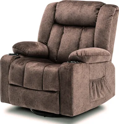 Produktbild von COMHOMA Relaxsessel aus Stoff mit Liegefunktion, Recliner Chair mit Wippfunktion, TV-Sessel belastbar bis 150 kg, 360° drehbar, braun