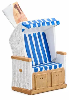 Produktbild von Spardose Strandkorb blau weiß ca. 11,5 cm mit Gummistopfen