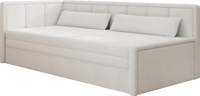 Produktbild von Krudox FULG 3-Sitzer Schlafsofa ausziehbar 214×77×82 cm mit Bettkasten, Stauraum und Kissen, Schlaffunktion 150×200 cm, Stoff Royal 01, links
