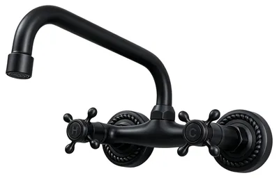 Produktbild von Wandarmatur mit um 180° schwenkbarem Auslauf – Schwarz, Messing