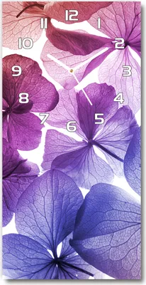 Produktbild von Wanduhr aus Glas – 30x60 cm - Glasbild - Glasuhr - Gehärtetes Glas -Violette Blumen