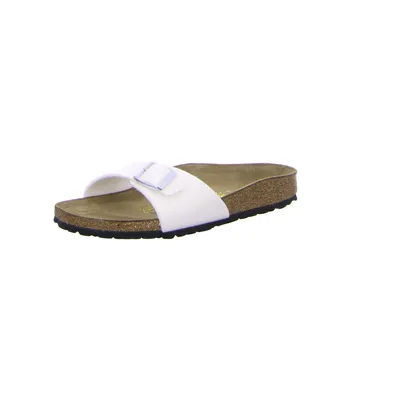 Produktbild von Birkenstock Madrid Damen Pantolette Magic Galaxy Birko-Flor Lack  Sandaletten Freizeit , Farbe:Magic Galaxy White, Größe:39, Weite:Schmal