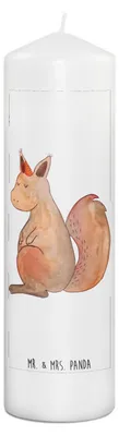 Produktbild von Mr. & Mrs. Panda Kerze Einhorn Glauben 29 x 8 cm XL - Weiß - Geschenk, Eichhorn, Unicorn, Bedruckte, Erinnerungslicht, Einhörnchen, Eichhörnchen, Blockkerze, Wachskerze