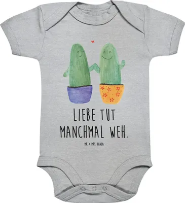Produktbild von Mr. & Mrs. Panda overall baby Kaktus Liebe 1. - 3. Monat - Heather Grey - Geschenk, strampelanzug, Love, Trennung, Kakteen, babykleidung body, Hochzeit, Einteiler, Streit