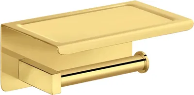 Produktbild von Balneo | Toilettenpapierhalter mit Ablage glänzend gold Edelstahl| Papierrollenhalter QUBE Rostfrei | WC-Papierhalter aus Metall