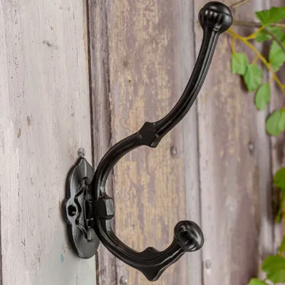 Produktbild von Kleiderhaken, verziert  | Eisen, Schwarz  | H 19,0 x B 4,2 cm