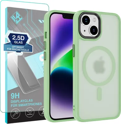 Produktbild von Handyhülle Magsafe für Apple iPhone 13 Handyhülle mit 9H Displayglas Bumper Case Magnet Cover – Farbe: Grün