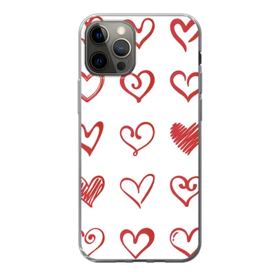 Produktbild von MuchoWow® Handyhülle Schutzhülle Hülle für iPhone 13 Pro Eine Illustration mit Herzen in verschiedenen Formen Silikon Softcase Handy Hülle - Handy-Tasche