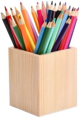 Obrázok produktu pre Drevený blok na ceruzky, blok na ceruzky, krabička na ceruzky, štvorcový blok na ceruzky, nádoba na ceruzky do kancelárie, na stôl, do školy a pre deti, štvorcová 10 x 8 x 8 cm