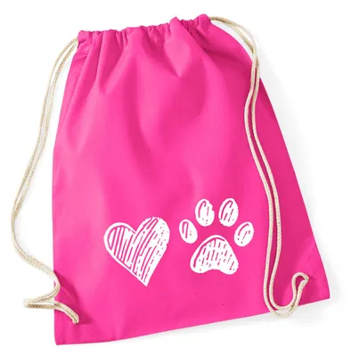 Produktbild von Huuraa Turnbeutel Herz Tapse 12 Liter Fuchsia Baumwolle Rucksack Geschenkidee
